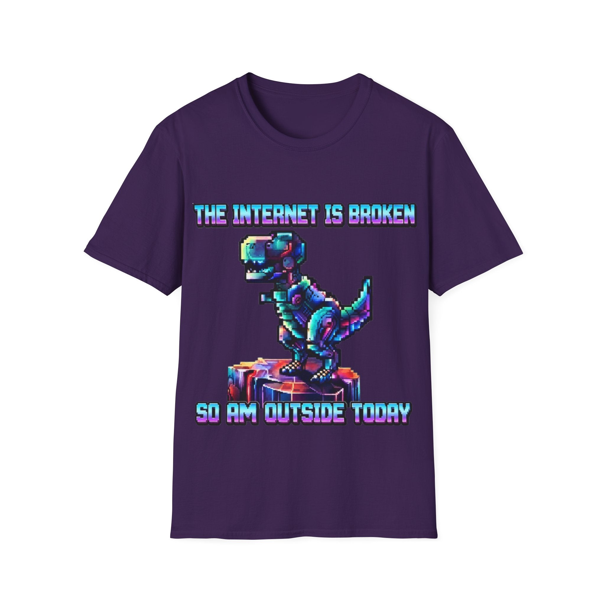 Internet Is Broke Adult  T-Shirt — Retro Pixel Dino "So Am I" Graphic Tee