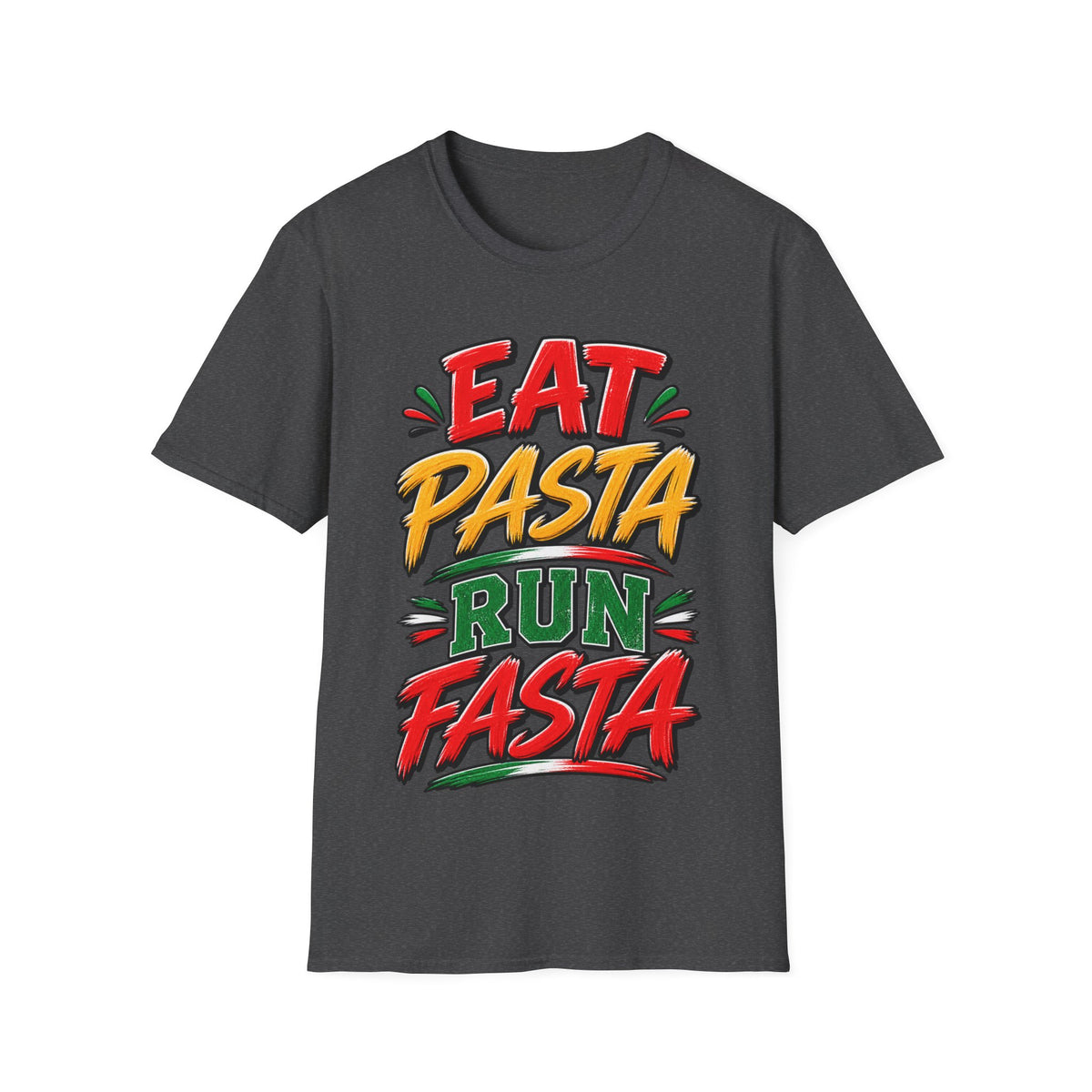 Eat Pasta Run Fasta Adult T-Shirt — Funny Italian Food & Running Graphic Tee