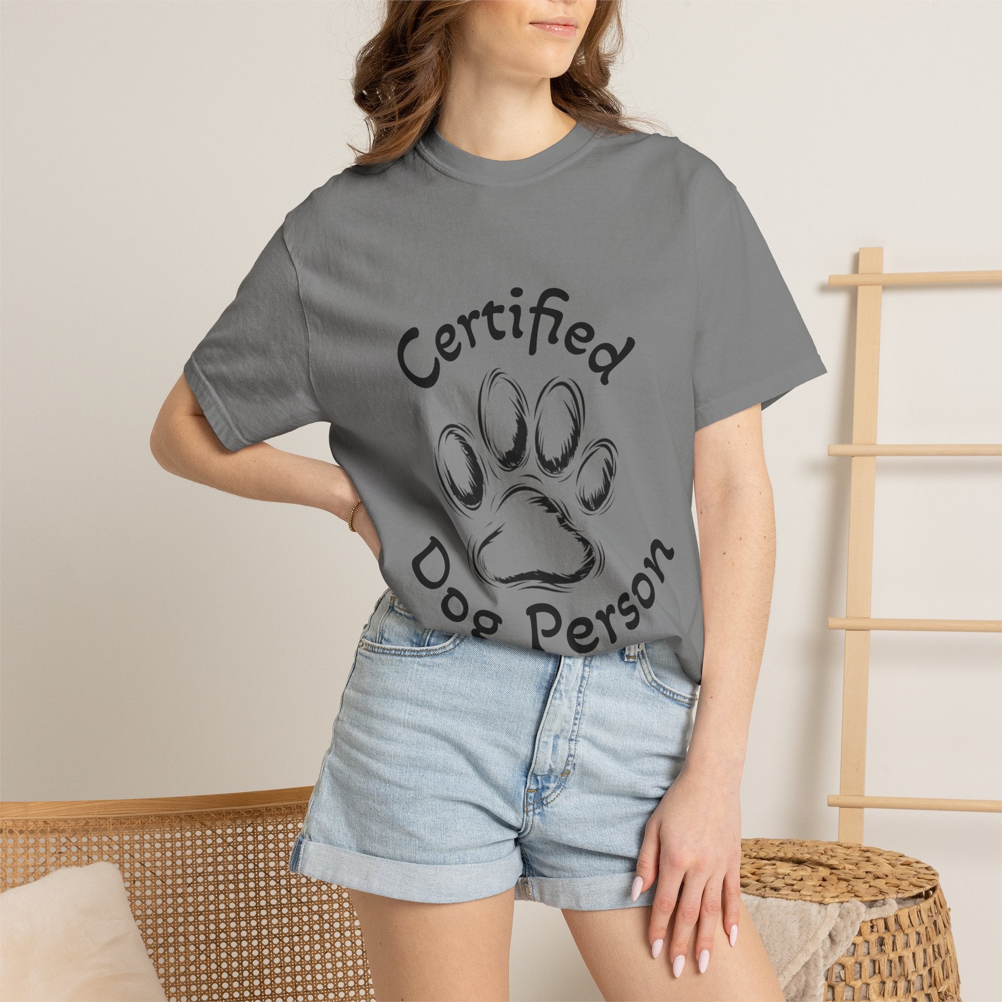 Certified Dog Person Adult T-Shirt — Paw Print Graphic Tee for Dog Lovers