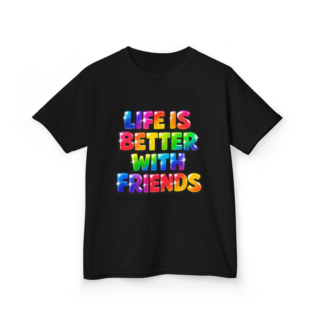 Kids T-Shirt — "Life Is Better With Friends" Rainbow Graphic Tee
