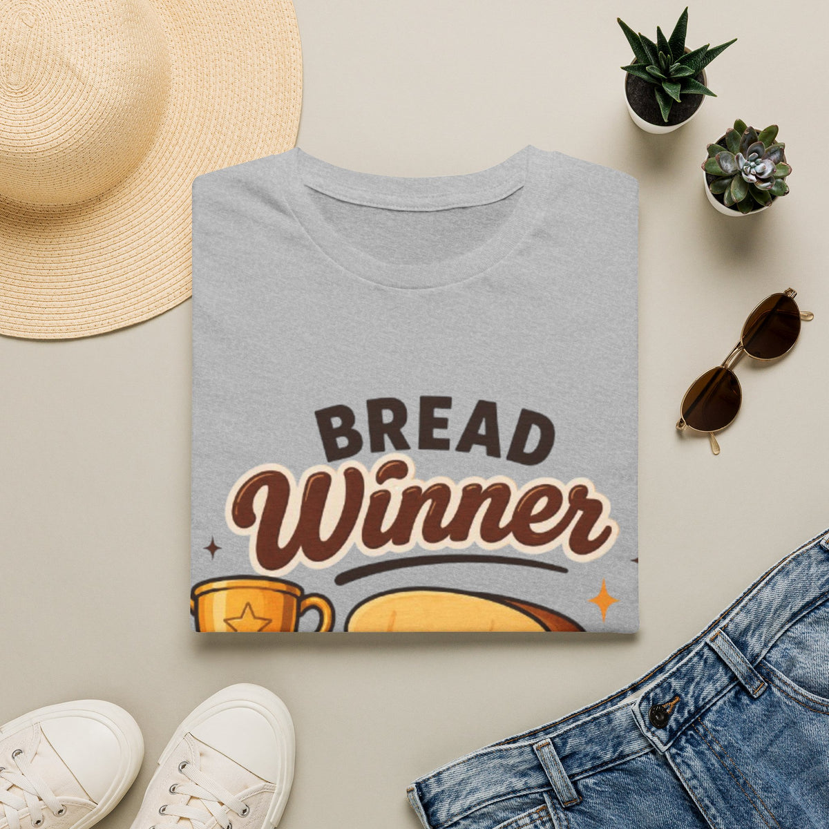 Bread Winner Adult T‑Shirt — Funny Toast Cartoon Tee for Bakers & Breakfast Lovers