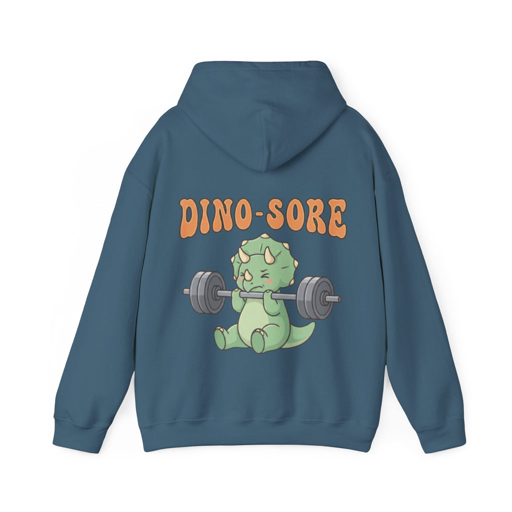 Dino-Sore Adult Hoodie — Cute Triceratops Weightlifting Sweatshirt