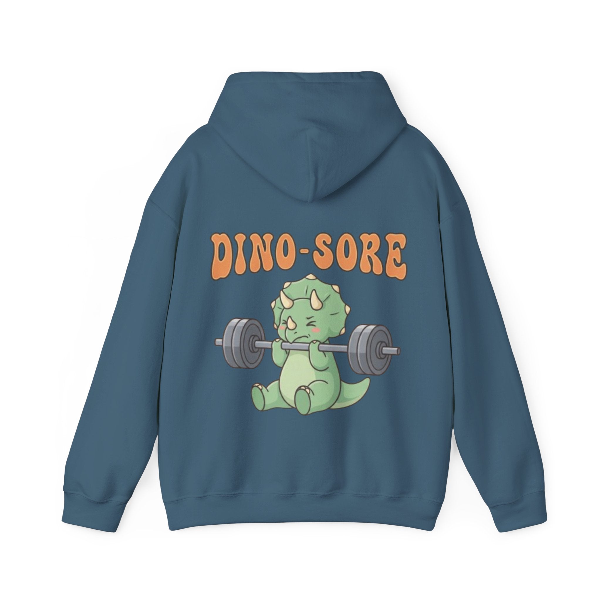 Dino-Sore Adult Hoodie — Cute Triceratops Weightlifting Sweatshirt