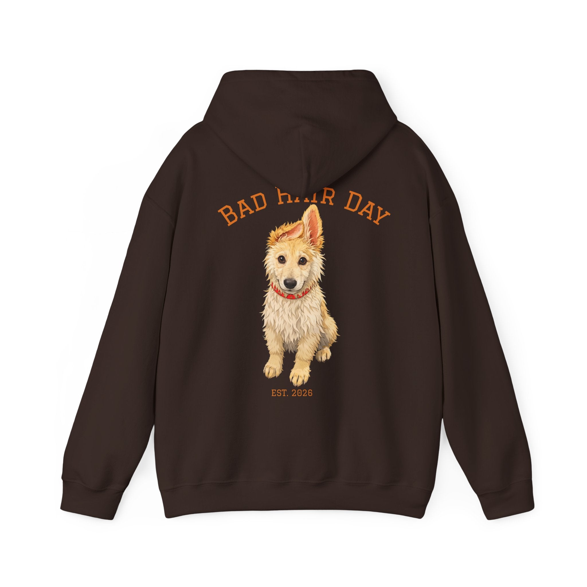 Bad Hair Day Puppy Adult Hoodie | Cute Dog Illustration Sweatshirt
