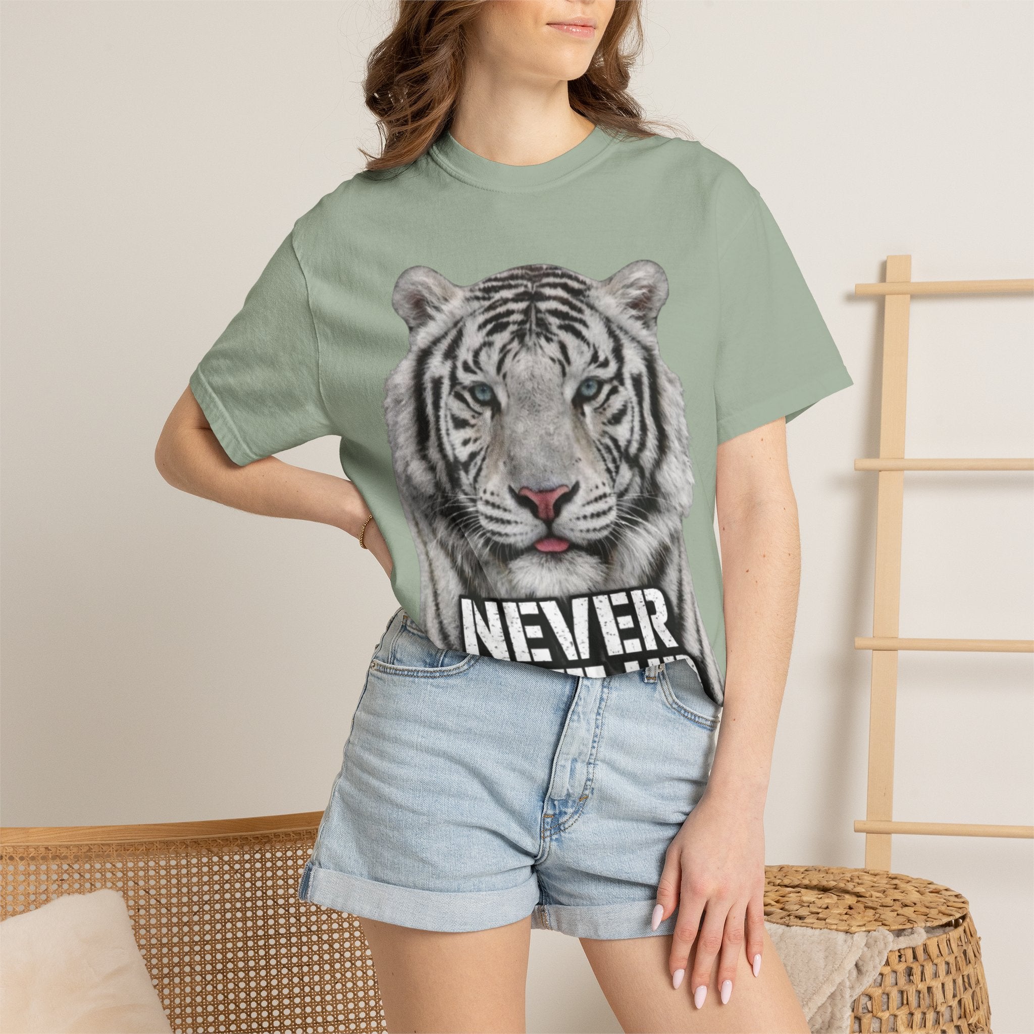 Never Give Up Tiger Adult T-Shirt