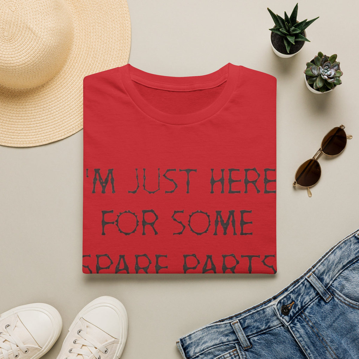 Halloween Pumpkin Jack-o'-Lantern Adult T-Shirt — "I'm Just Here For Some Spare Parts"