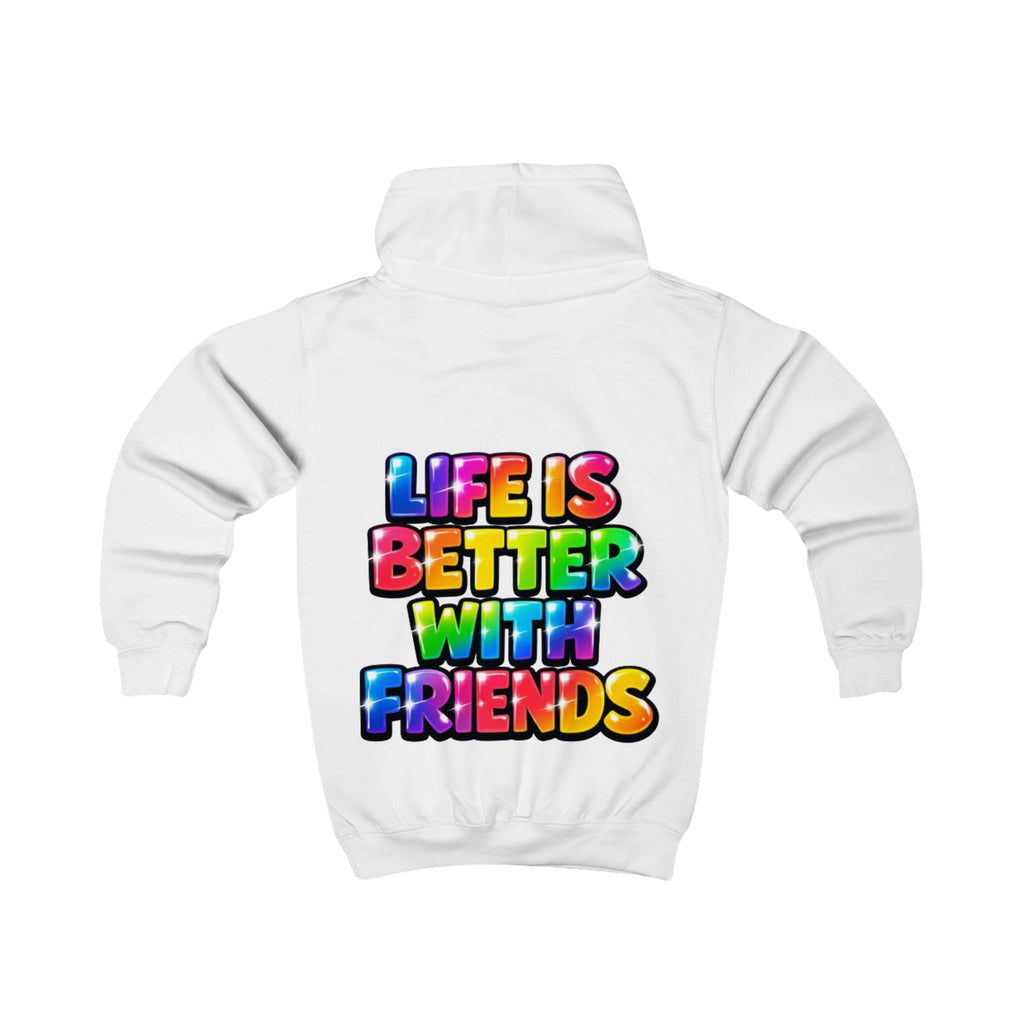 Kids Hoodie — "Life Is Better With Friends" Colorful Graphic Hoodie for Children