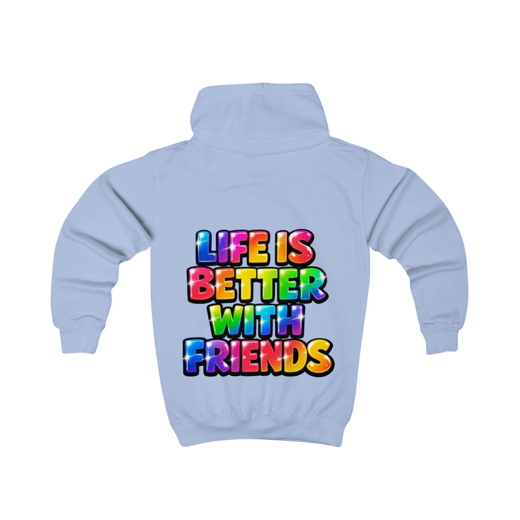Kids Hoodie — "Life Is Better With Friends" Colorful Graphic Hoodie for Children
