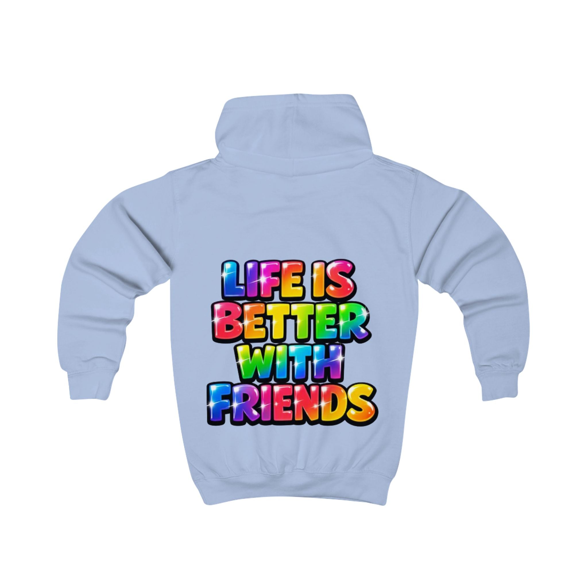 Kids Hoodie — "Life Is Better With Friends" Colorful Graphic Hoodie for Children