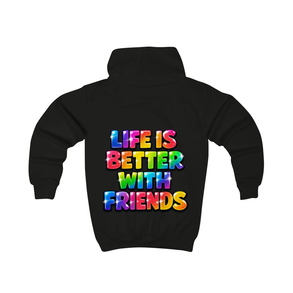 Kids Hoodie — "Life Is Better With Friends" Colorful Graphic Hoodie for Children