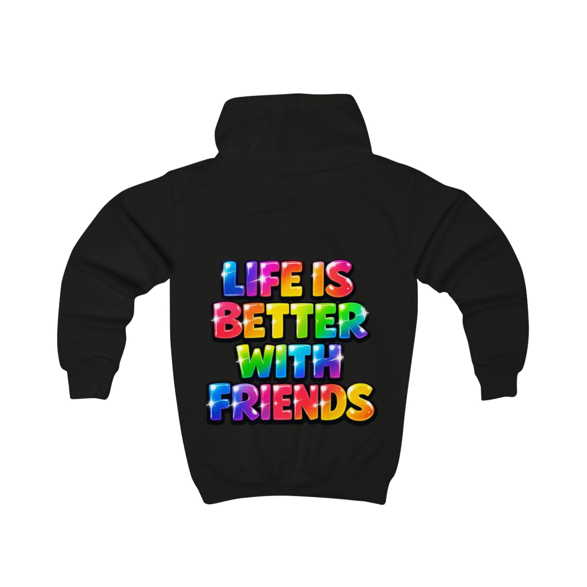 Kids Hoodie — "Life Is Better With Friends" Colorful Graphic Hoodie for Children