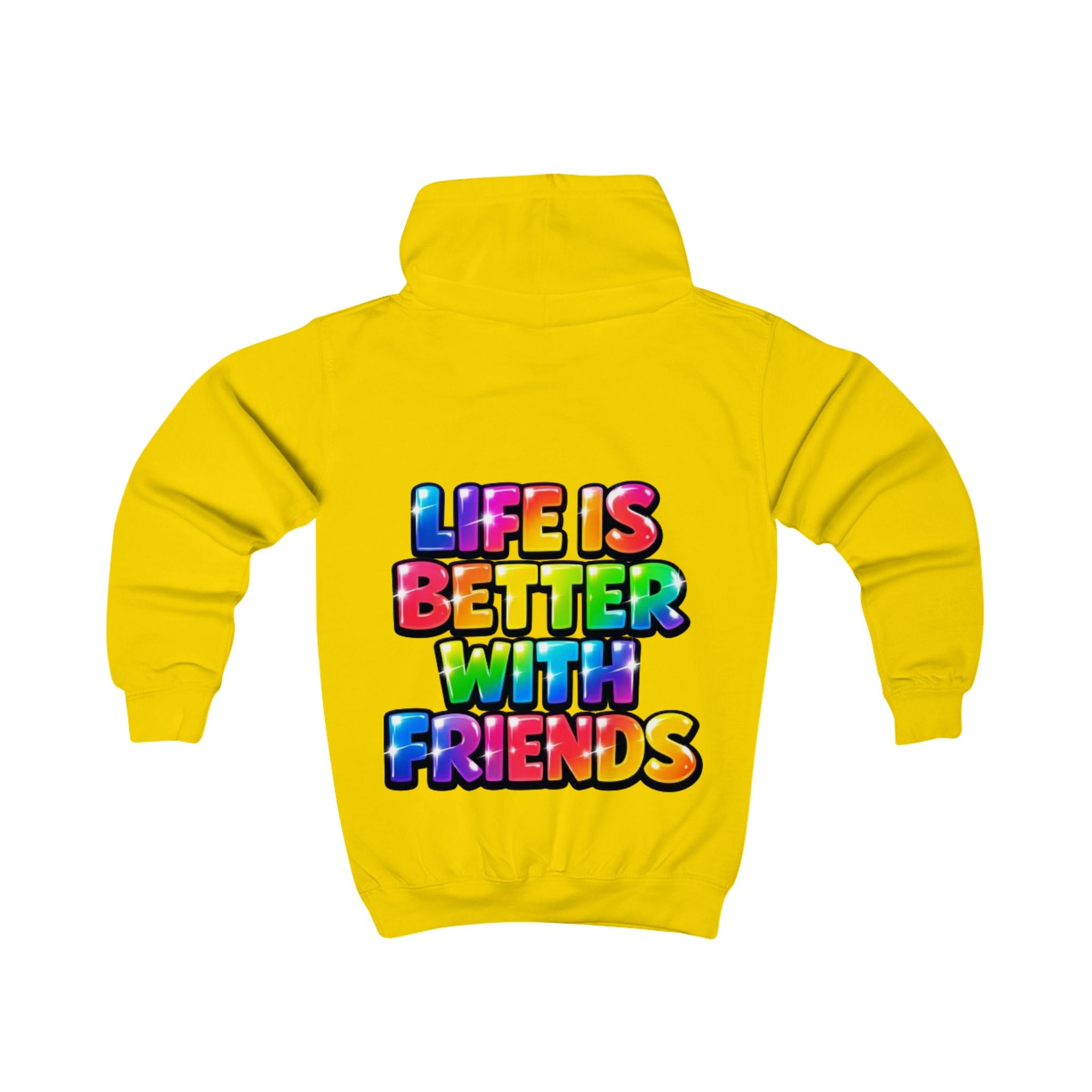 Kids Hoodie — "Life Is Better With Friends" Colorful Graphic Hoodie for Children