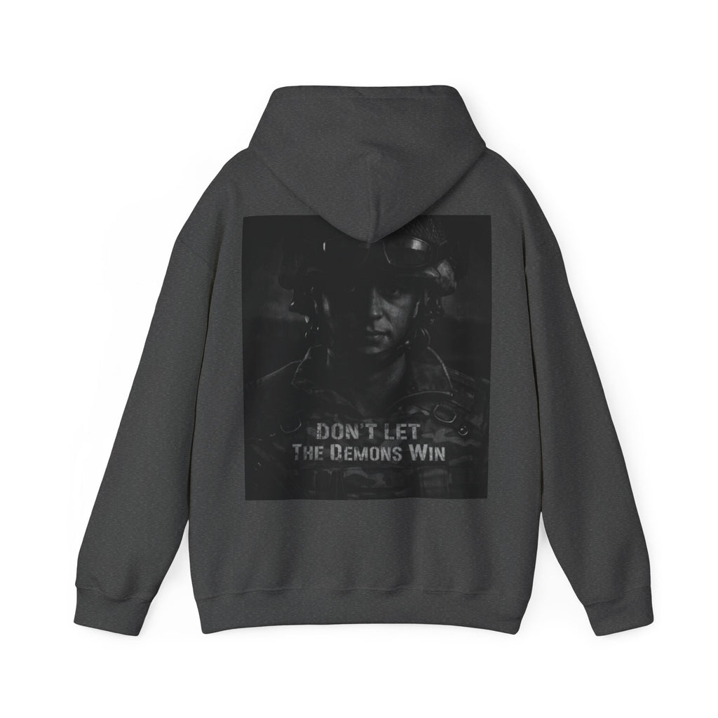 Adult Hoodie — 'Don't Let The Demons Win' Military Soldier Graphic Hoodie