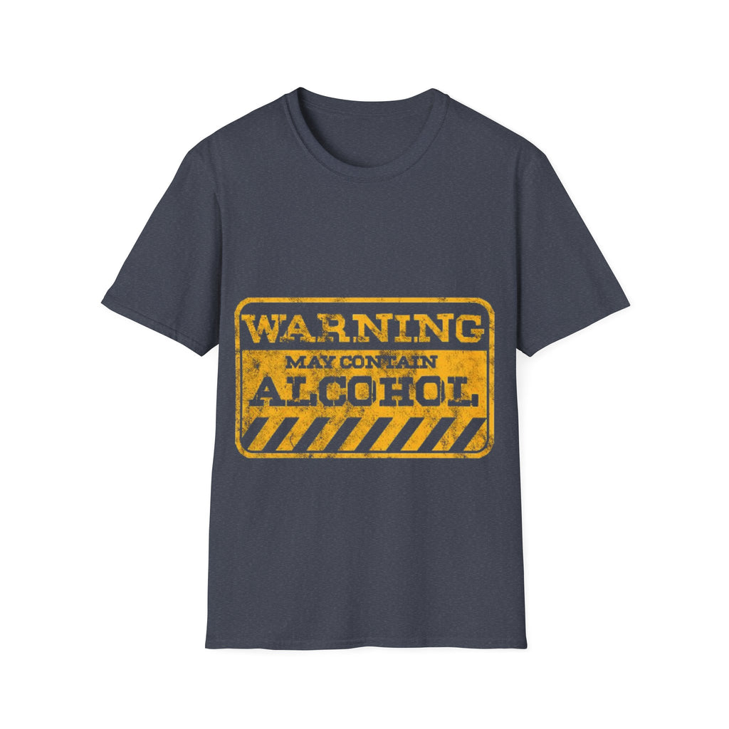 Adult T-Shirt — "WARNING: May Contain Alcohol" Distressed Graphic Tee