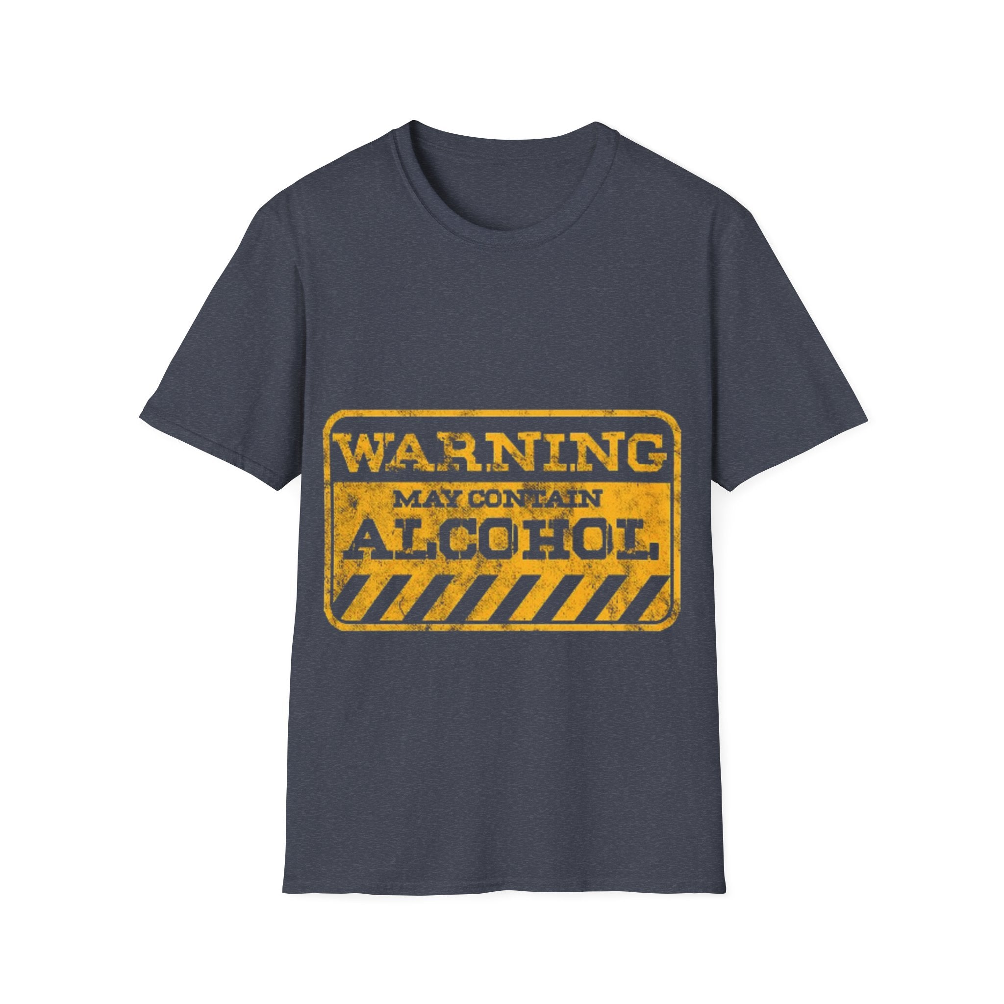 Adult T-Shirt — "WARNING: May Contain Alcohol" Distressed Graphic Tee