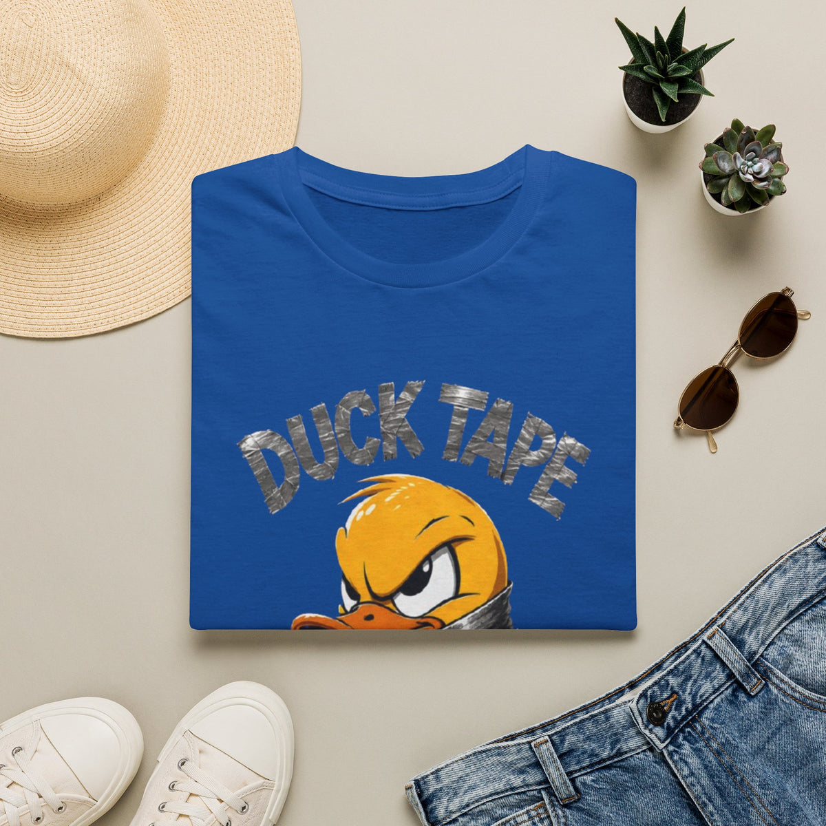 Duck Tape Adult T-Shirt — Funny Angry Duck Wrapped in Duct Tape Graphic Tee