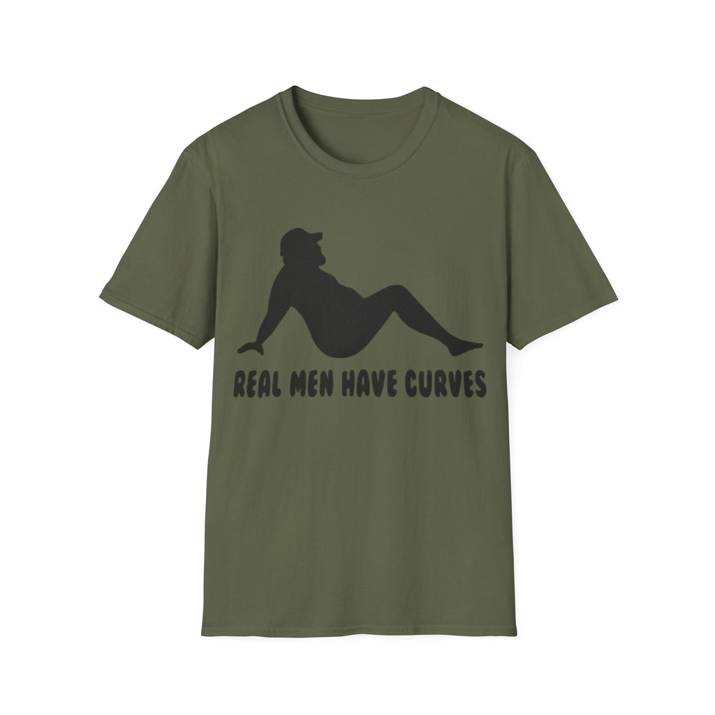 Curvy Silhouette Adult T-Shirt — "Real Men Have Curves" Graphic Tee