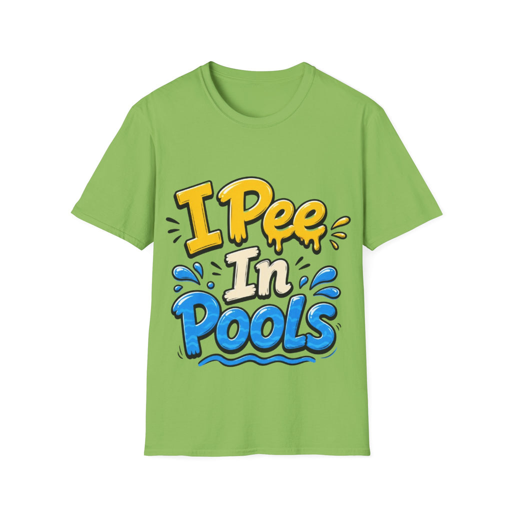 Funny "I Pee in Pools" Adult T-Shirt — Humorous Summer Pool Party Tee
