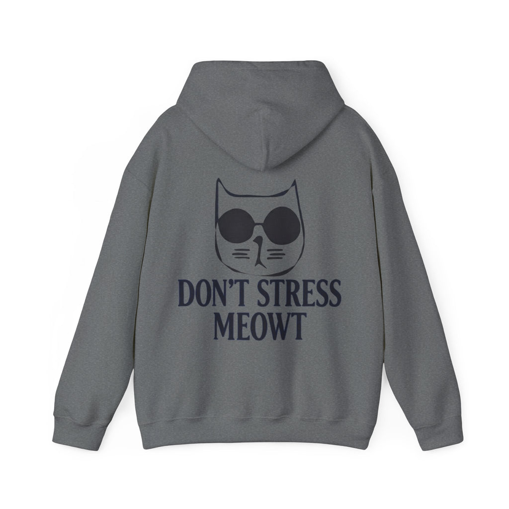 Don't Stress Meowt Adult Hoodie — Relaxed Cat Graphic Sweatshirt