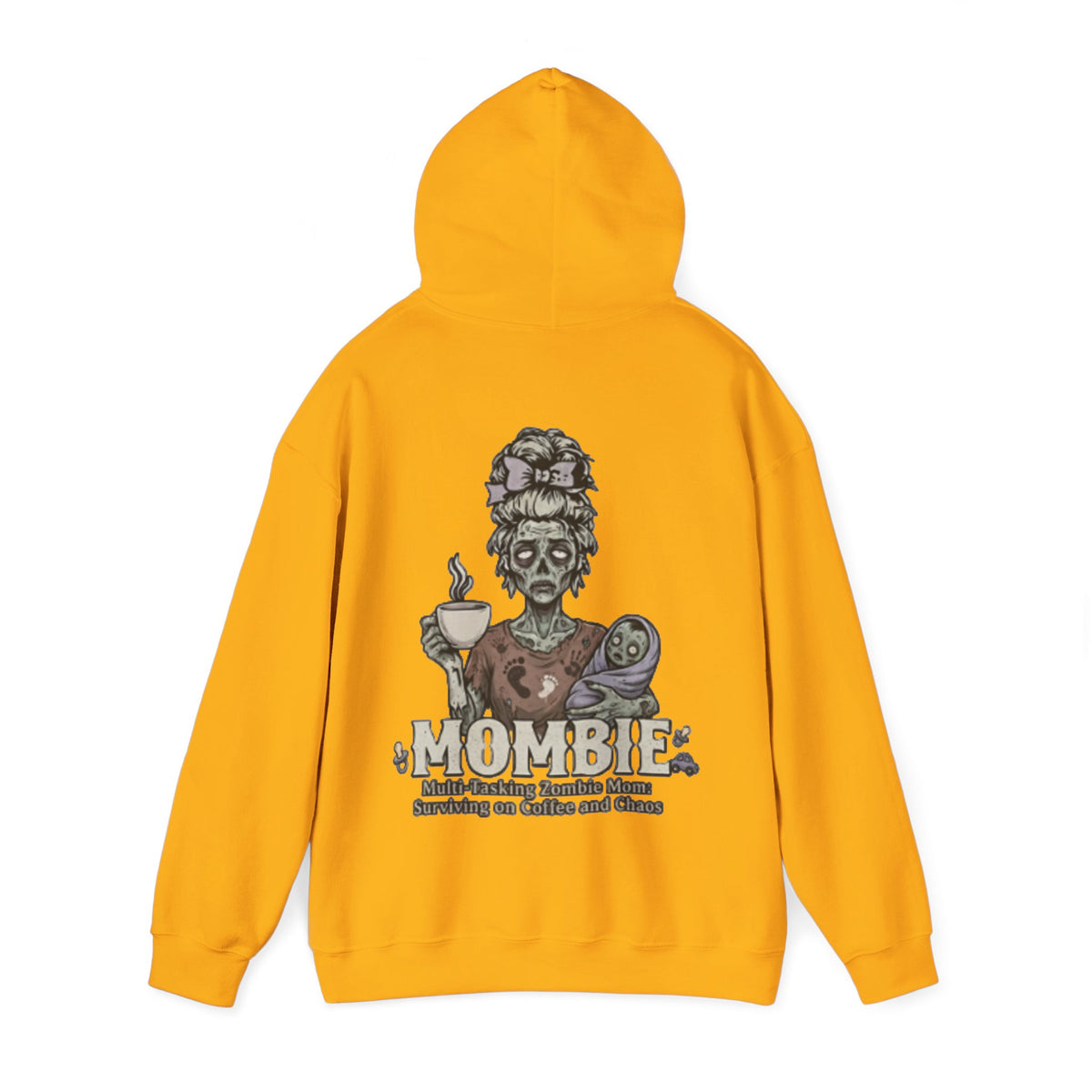 Mombie Adult Hoodie — “Mombie” Funny Coffee & Chaos Mom Sweatshirt
