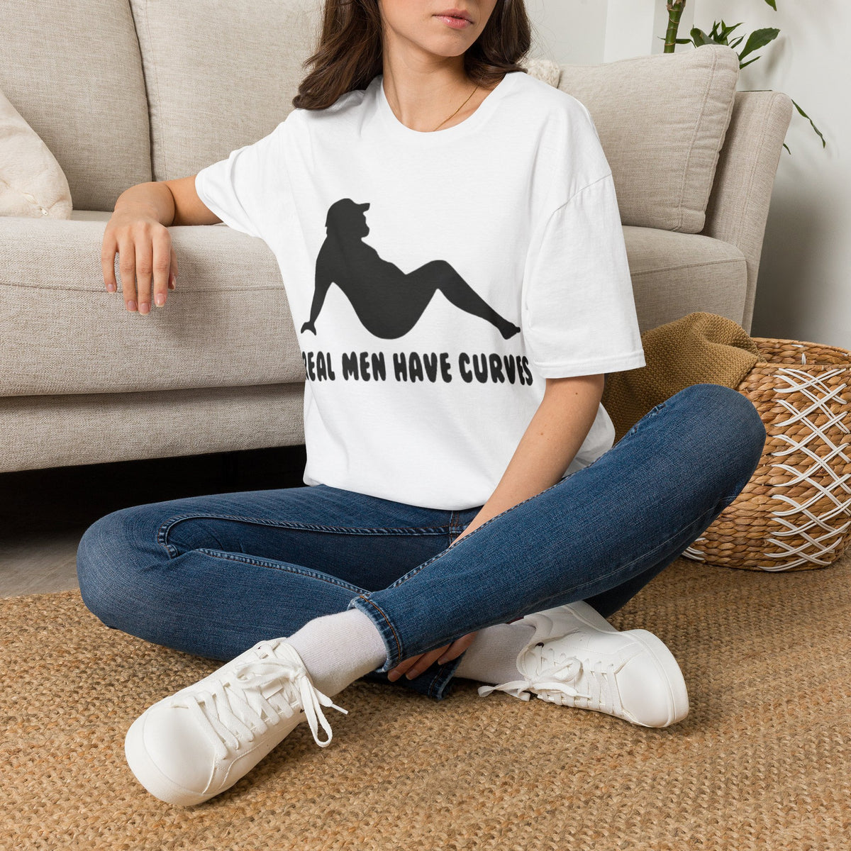 Curvy Silhouette Adult T-Shirt — "Real Men Have Curves" Graphic Tee