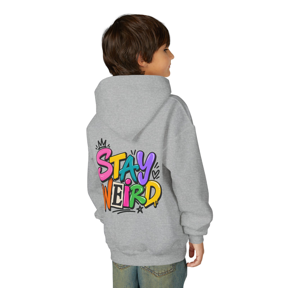Kids Hoodie - "Stay Weird" Colorful Graffiti Graphic