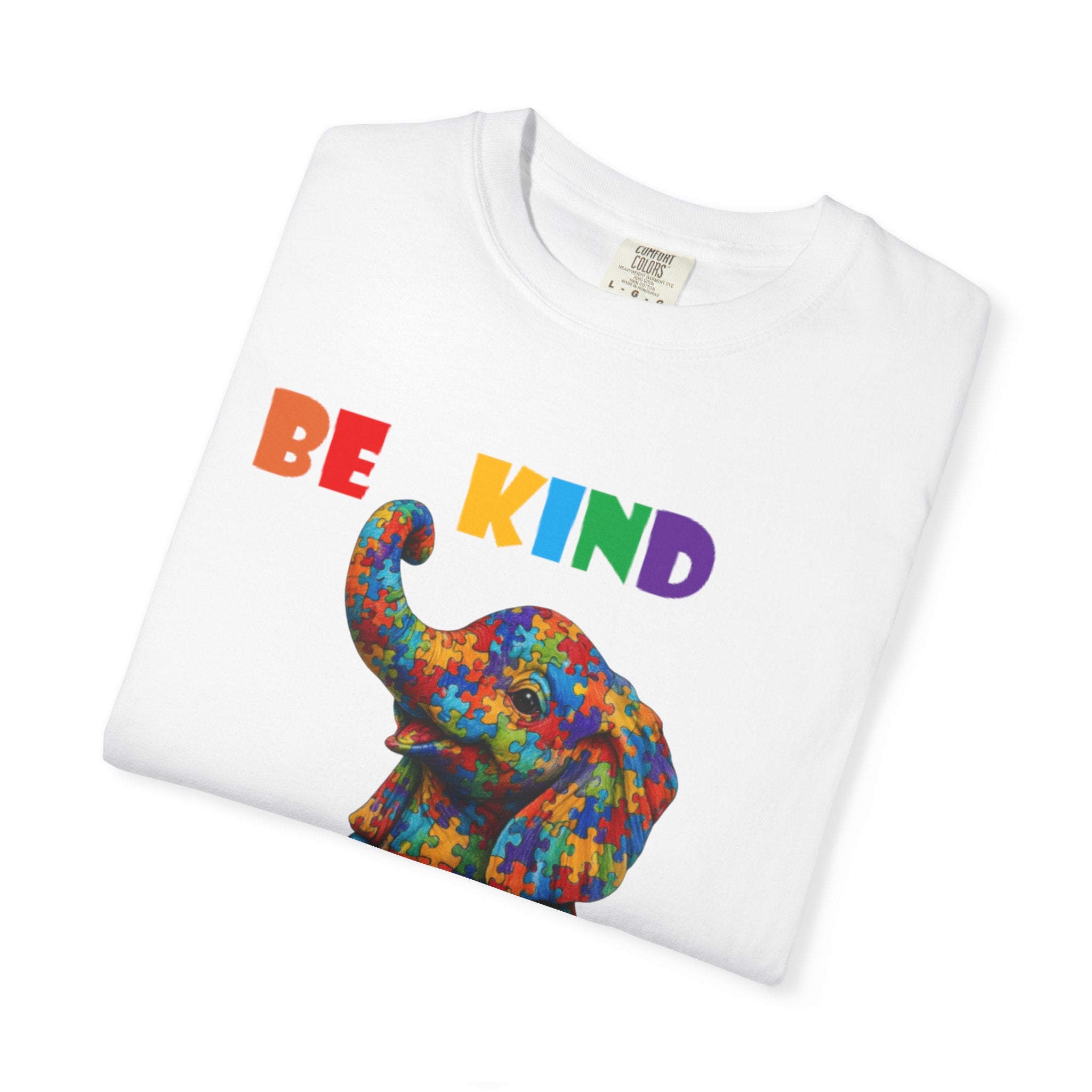 Be Kind Be Strong Elephant T-shirt | Colorful Puzzle Pattern Adult T-Shirt