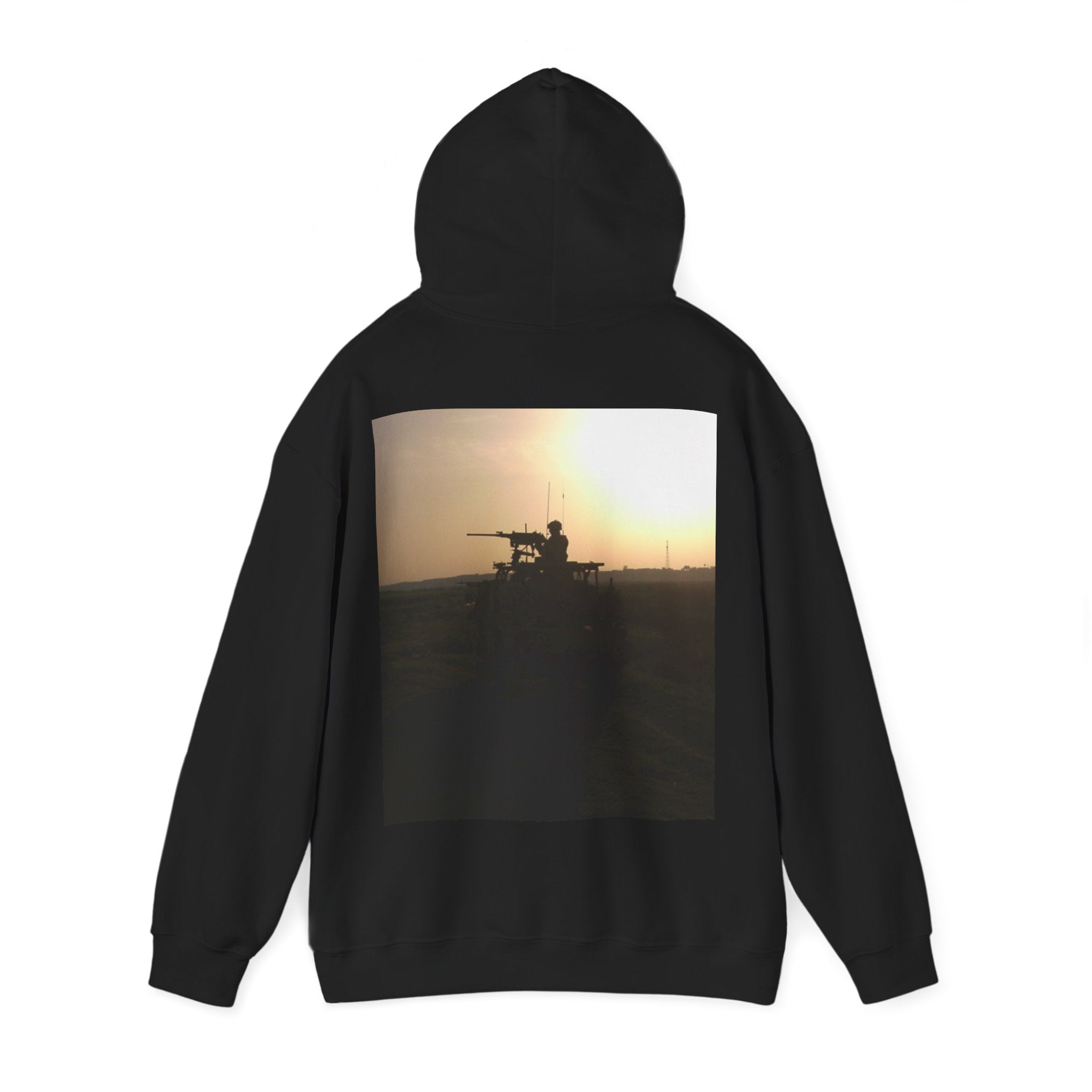 Military Sunset Adult Hoodie - Silhouette Jackal Back Print
