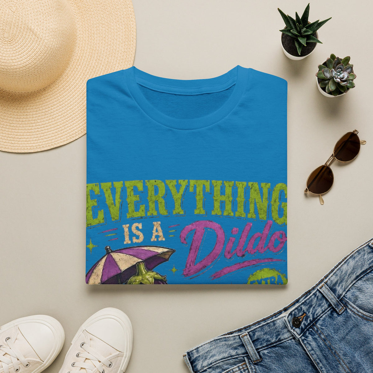 Graphic Adult T‑Shirt — "Everything Is a Dildo" Humorous Eggplant Design