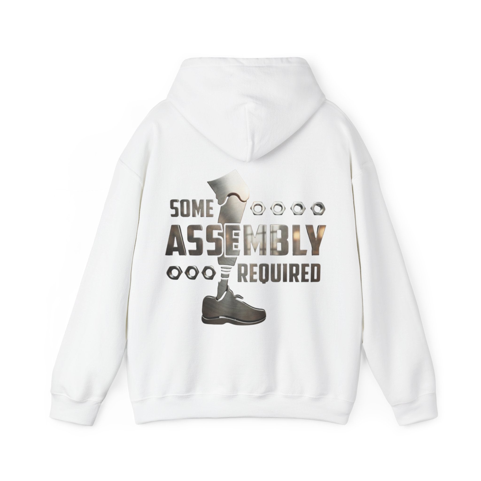Adult Hoodie — "Some Assembly Required" Robot Leg Graphic Pullover