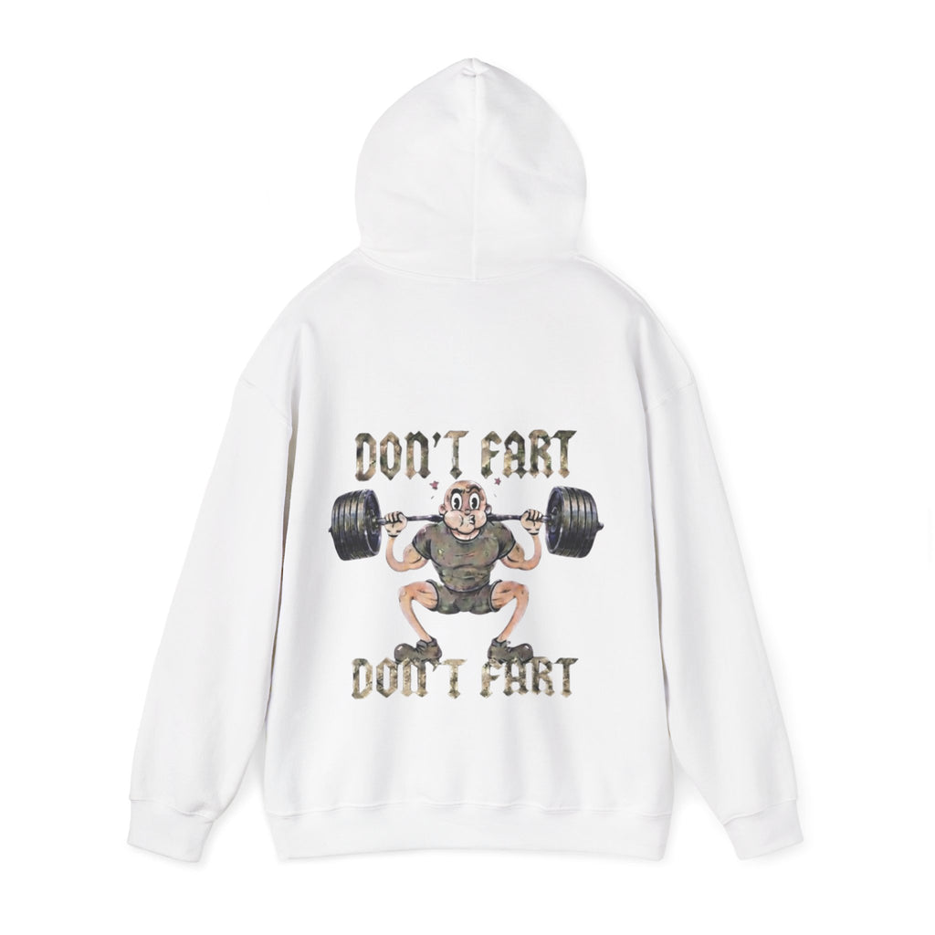 Funny Weightlifting Adult Hoodie — "Don't Fart" Gym Sweatshirt