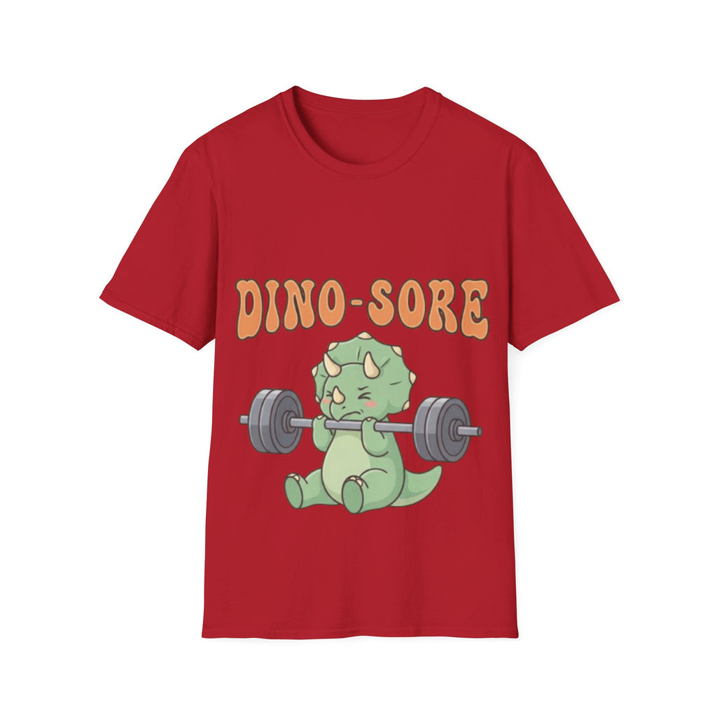 Dino-Sore Adult T-Shirt — Cute Workout Dinosaur Fitness Tee