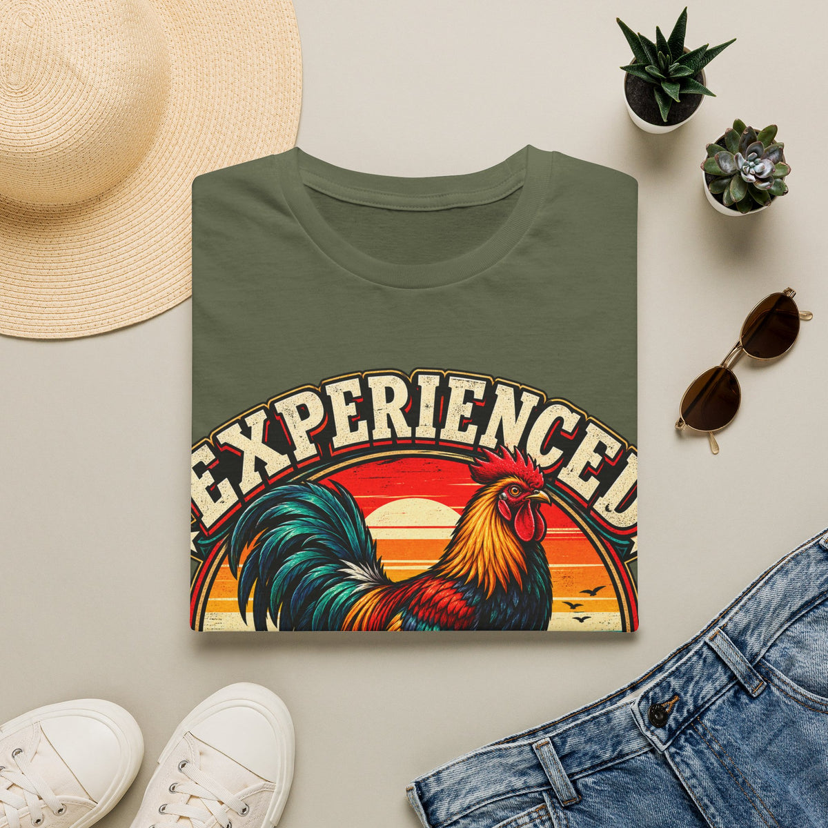 Experienced Cock Handler Adult T-Shirt — Retro Rooster Graphic Tee