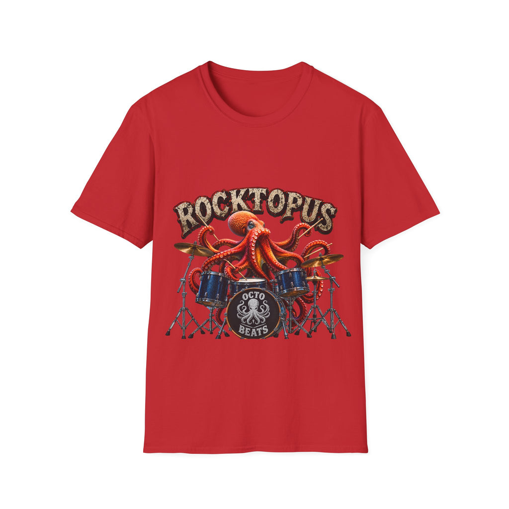 Rocktopus Drummer Adult T-Shirt — Octopus Band Vintage Rock Tee