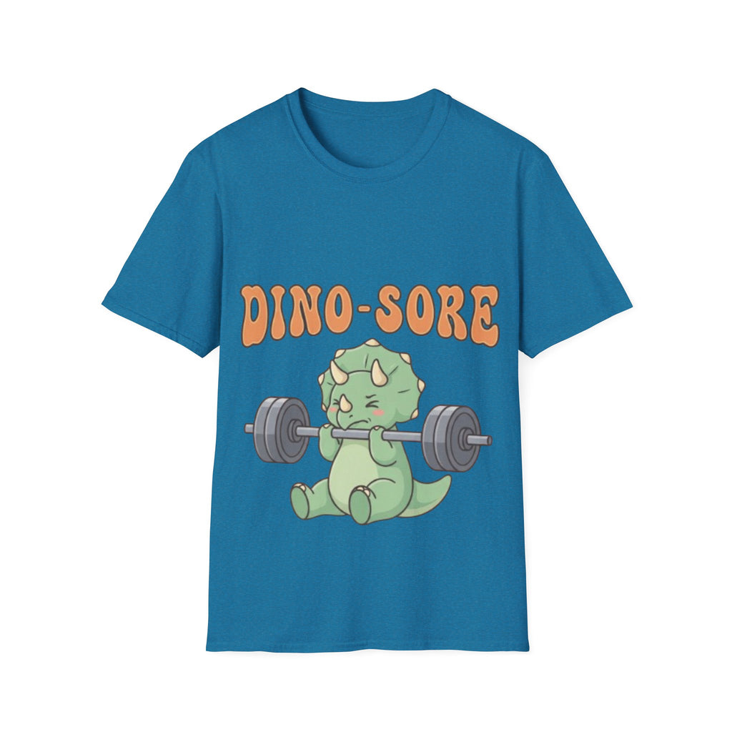 Dino-Sore Adult T-Shirt — Cute Workout Dinosaur Fitness Tee