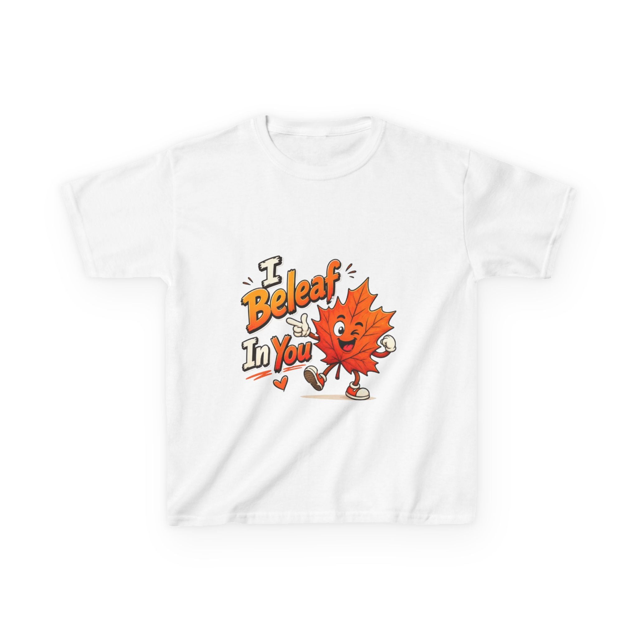 Kids Tee — "I Beleaf In You" Cute Autumn Leaf Motivational Shirt