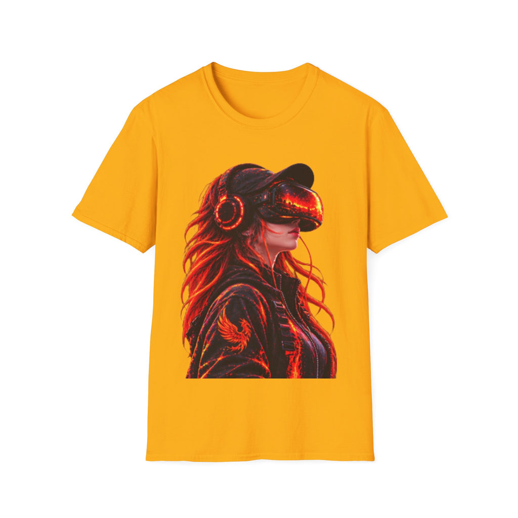 VR Girl Graphic Adult T-Shirt — Neon Cyberpunk Virtual Reality Tee