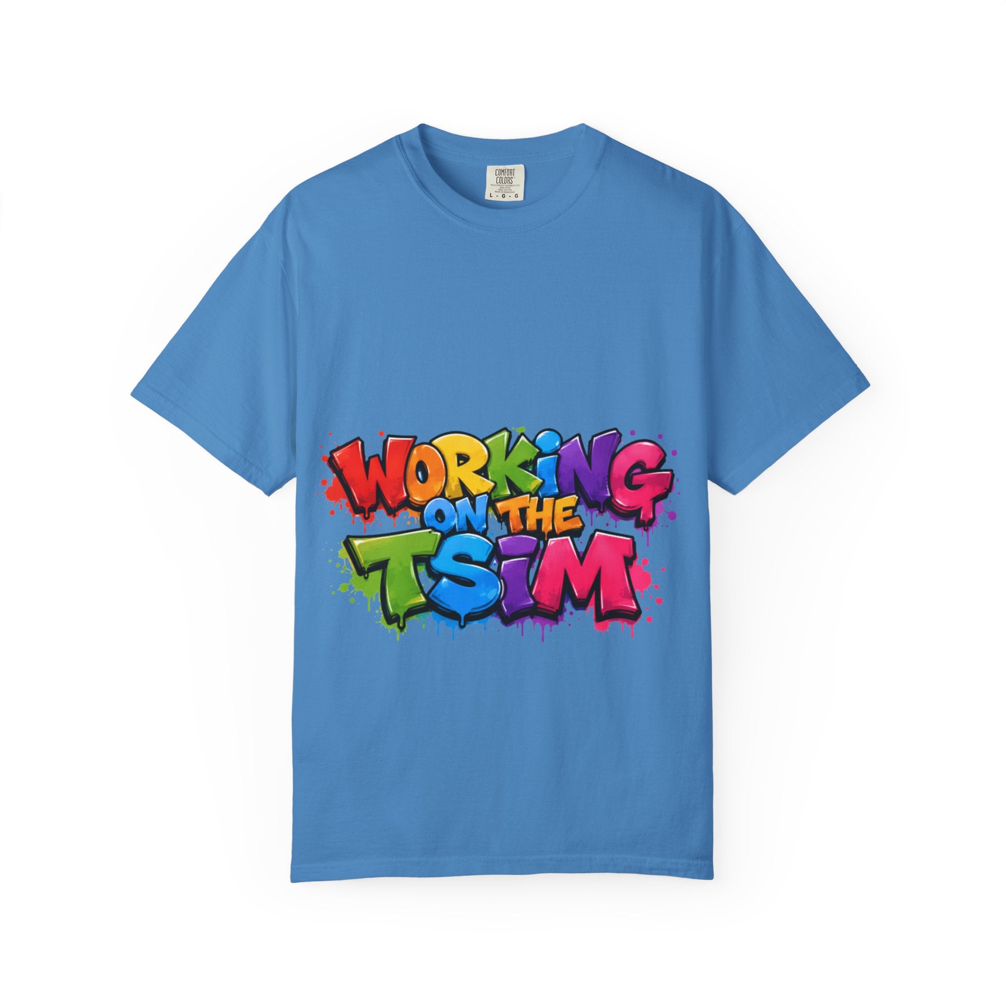 Working on the Tsim graffiti style Adult T-shirt | colorful street art text