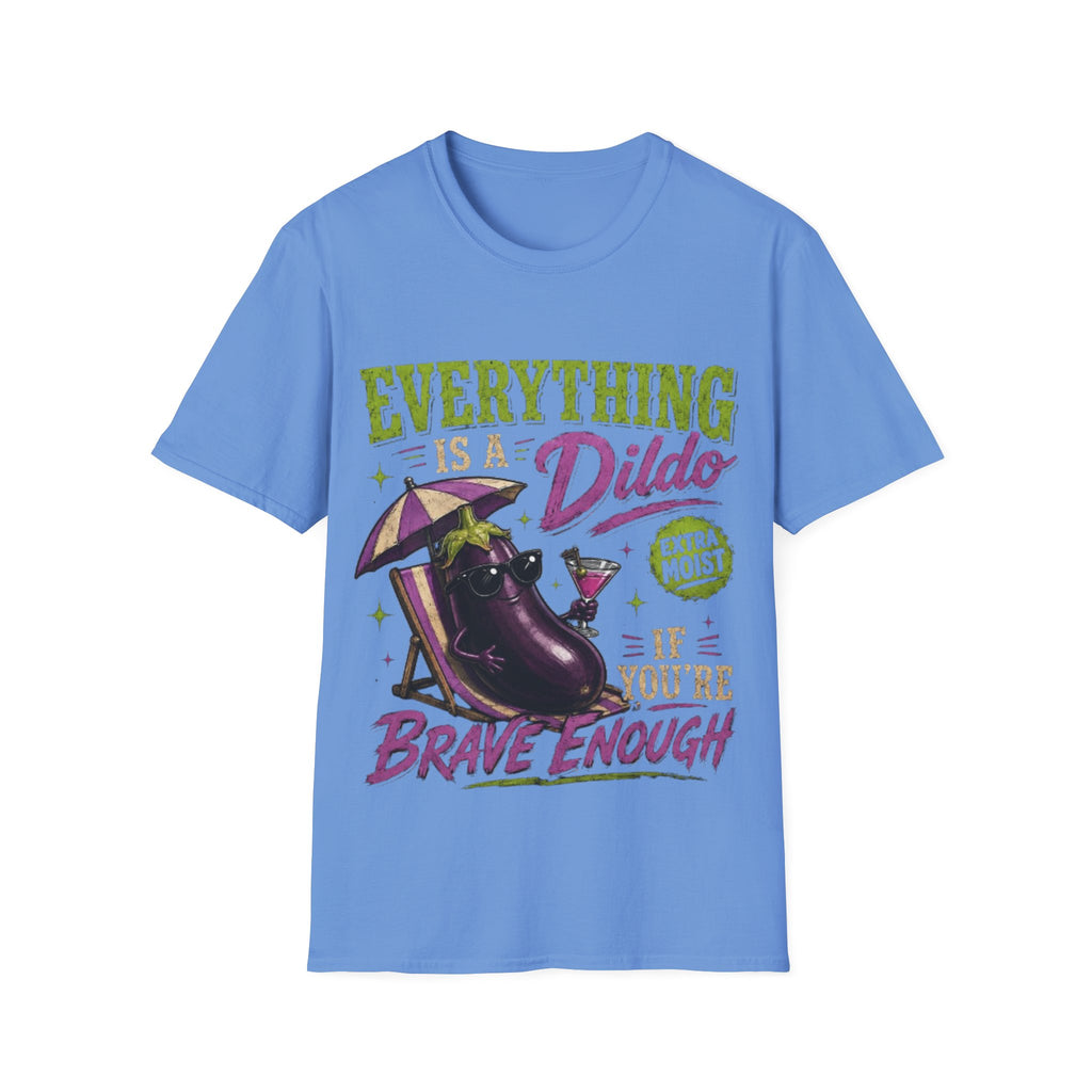 Graphic Adult T‑Shirt — "Everything Is a Dildo" Humorous Eggplant Design
