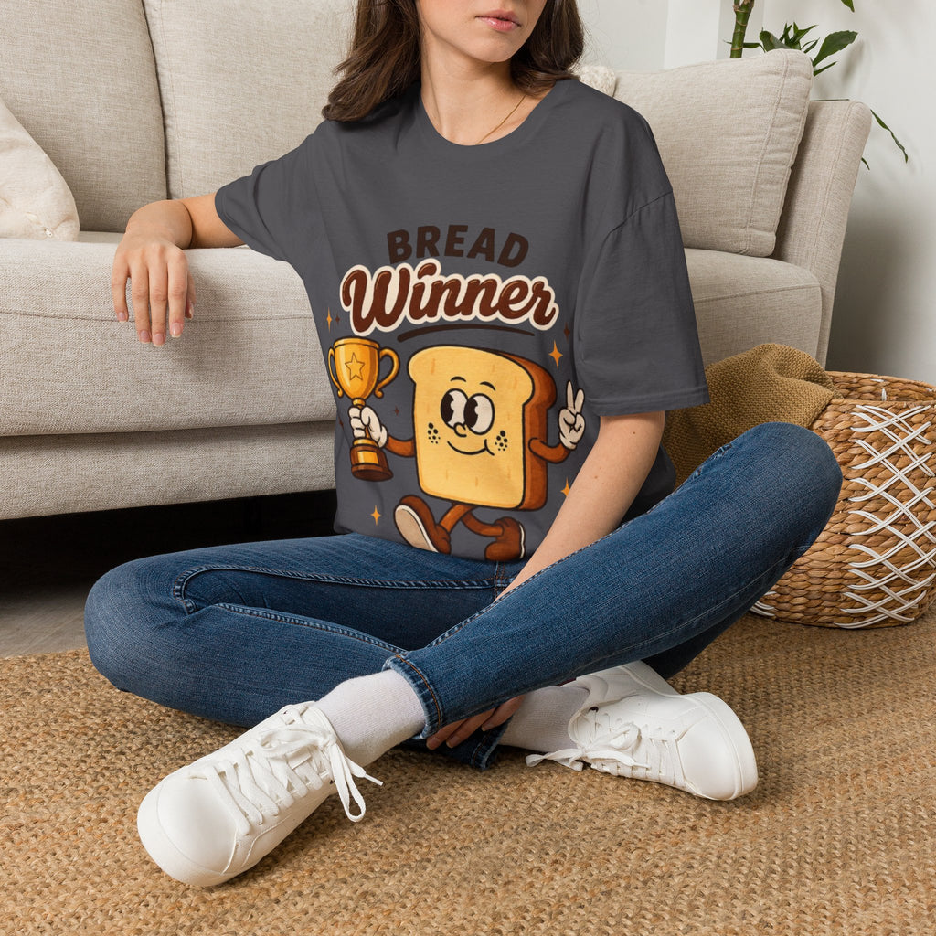 Bread Winner Adult T‑Shirt — Funny Toast Cartoon Tee for Bakers & Breakfast Lovers