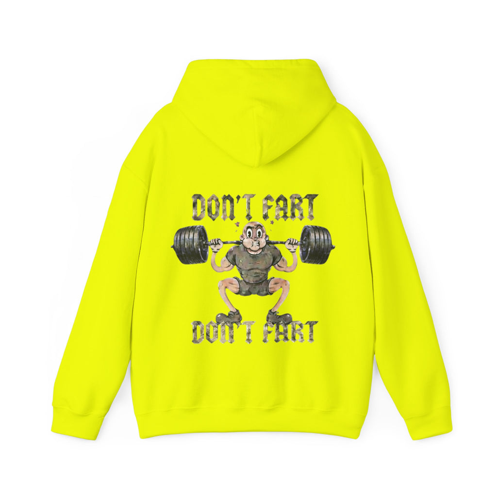 Funny Weightlifting Adult Hoodie — "Don't Fart" Gym Sweatshirt
