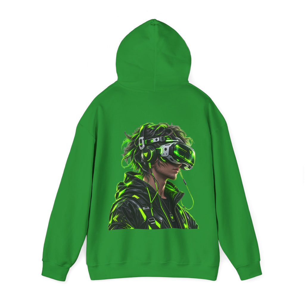 VR Gamer  Adult Hoodie — Neon Cyberpunk Virtual Reality Gamer Graphic Sweatshirt