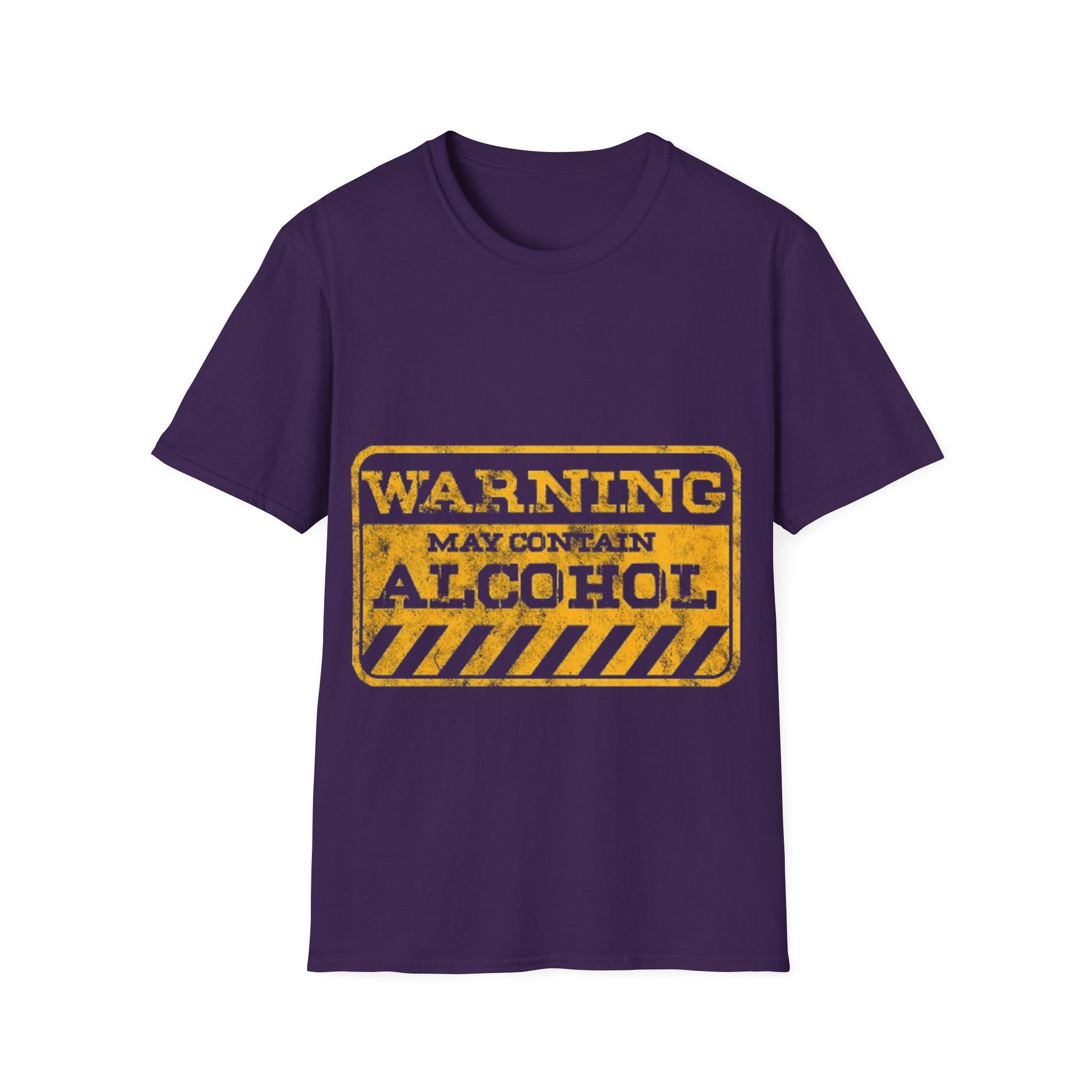 Adult T-Shirt — "WARNING: May Contain Alcohol" Distressed Graphic Tee