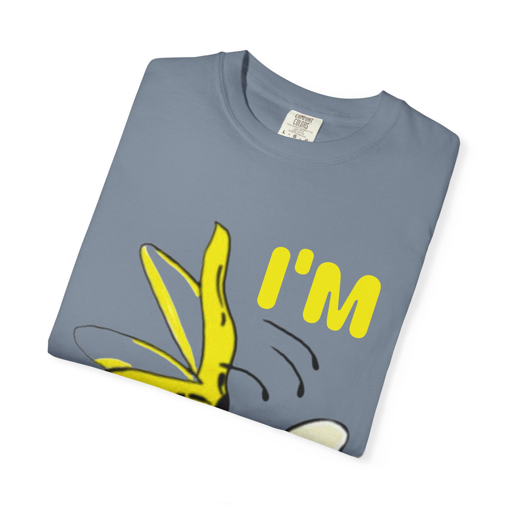 Banana Skateboard Adult T-Shirt — "I’m Free" Cute Skateboarding Banana Graphic Tee