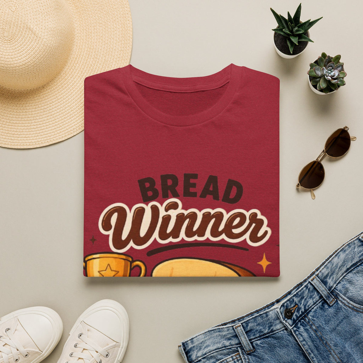Bread Winner Adult T‑Shirt — Funny Toast Cartoon Tee for Bakers & Breakfast Lovers