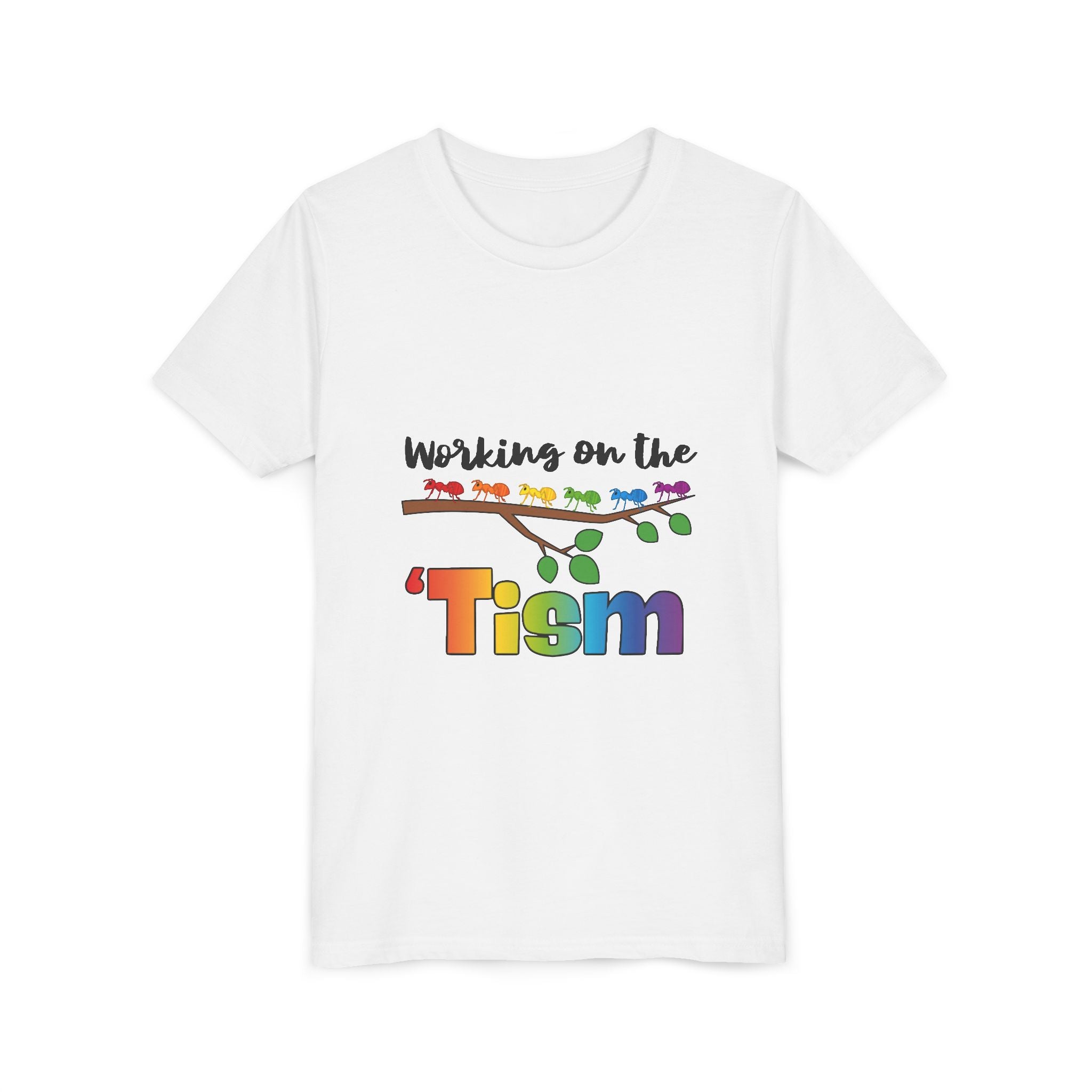 Working on the 'Tism Youth Tee | Rainbow Lights Autism Awareness