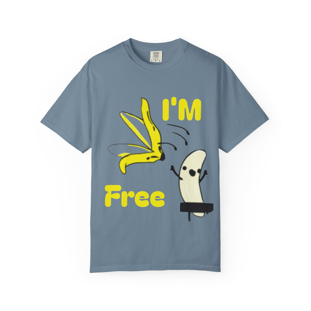 Banana Skateboard Adult T-Shirt — "I’m Free" Cute Skateboarding Banana Graphic Tee