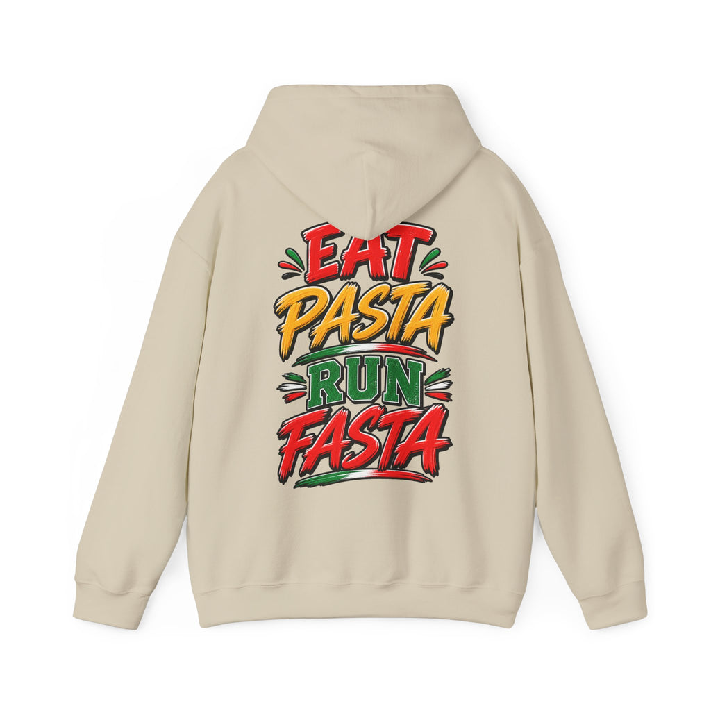 Adult Hoodie — "Eat Pasta Run Fasta" Graphic Pullover