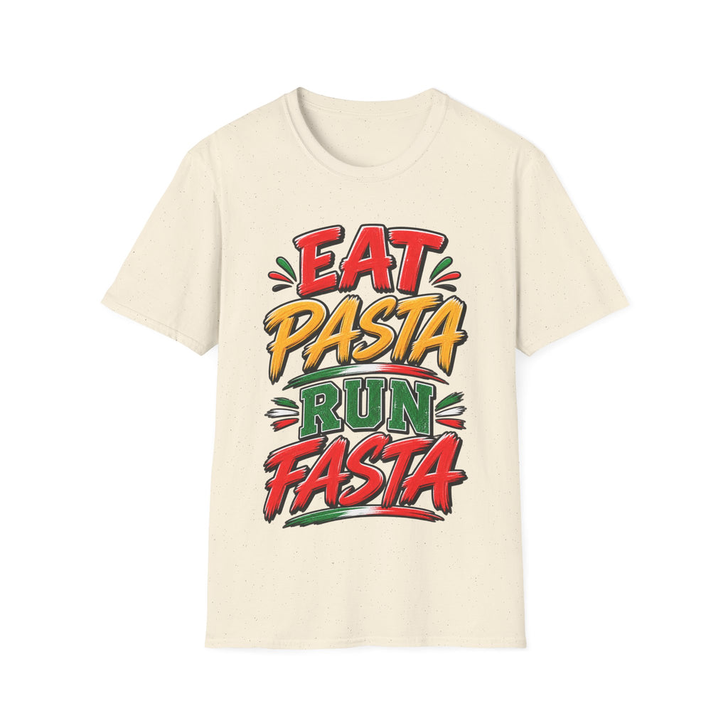 Eat Pasta Run Fasta Adult T-Shirt — Funny Italian Food & Running Graphic Tee
