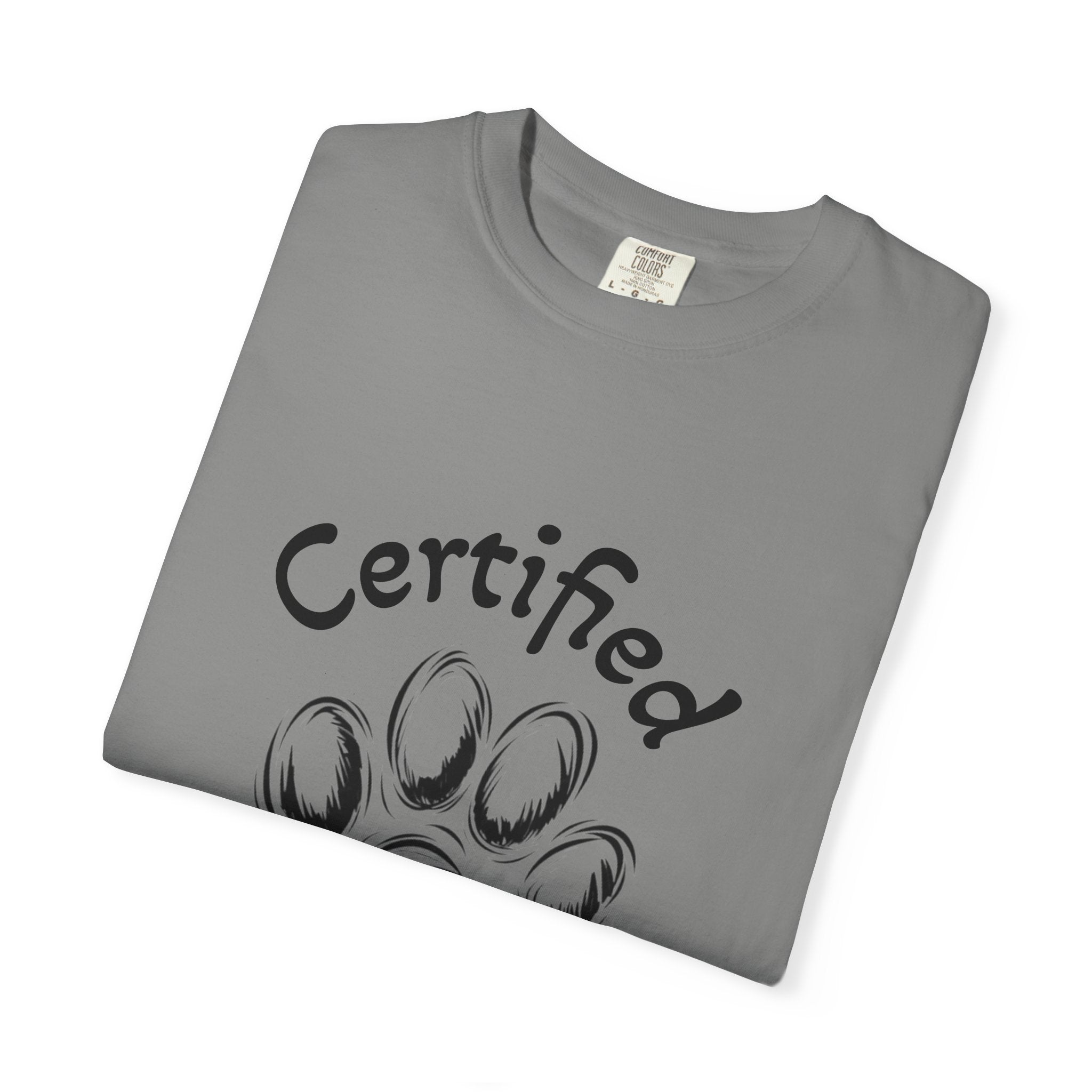 Certified Dog Person Adult T-Shirt — Paw Print Graphic Tee for Dog Lovers